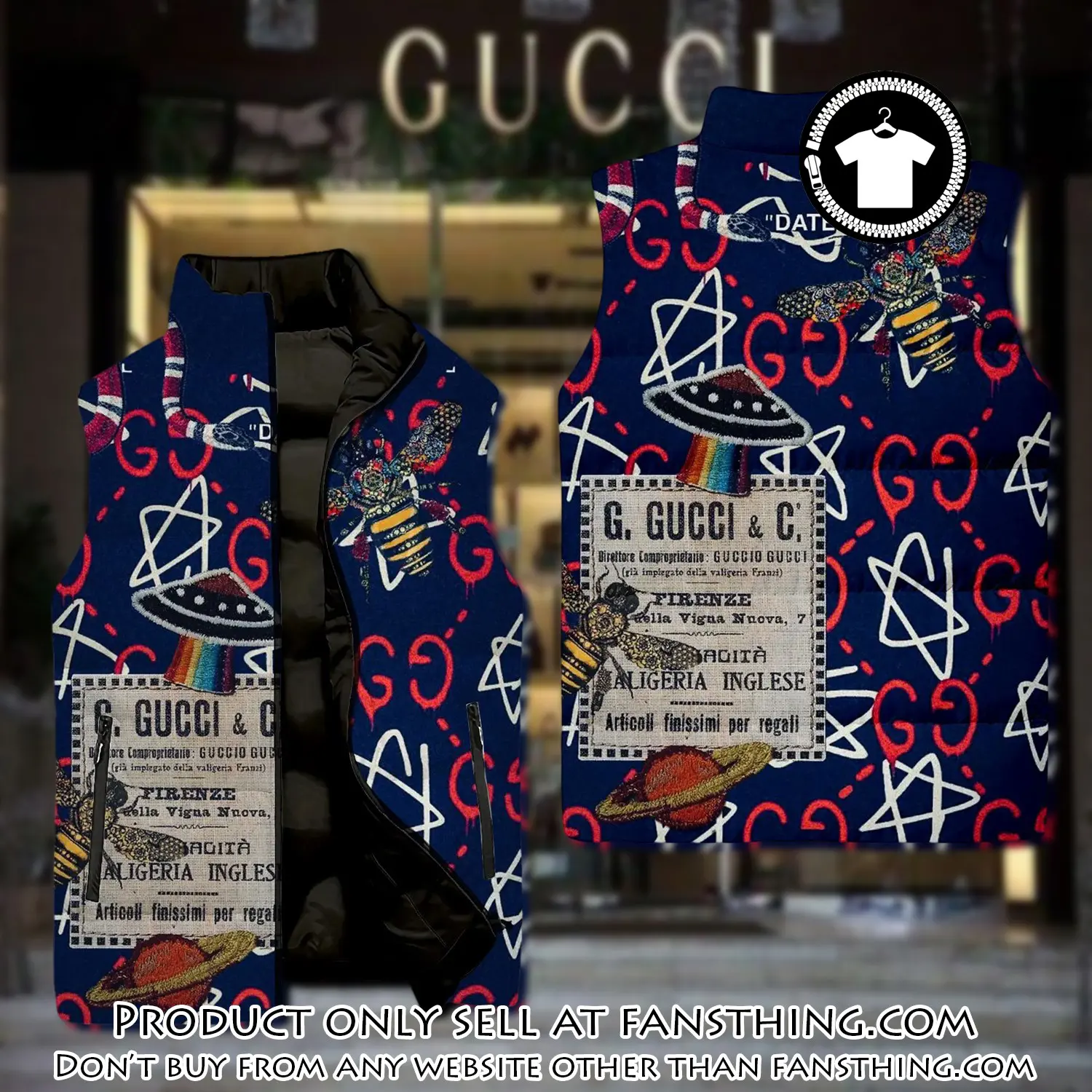 Gucci star luxury brand 3d sleeveless down jacket fst0507712